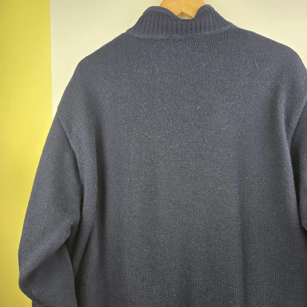 Orvis Sweater Men Large Blue‎ Foul Weather Wool Lined Full Zip Hunting